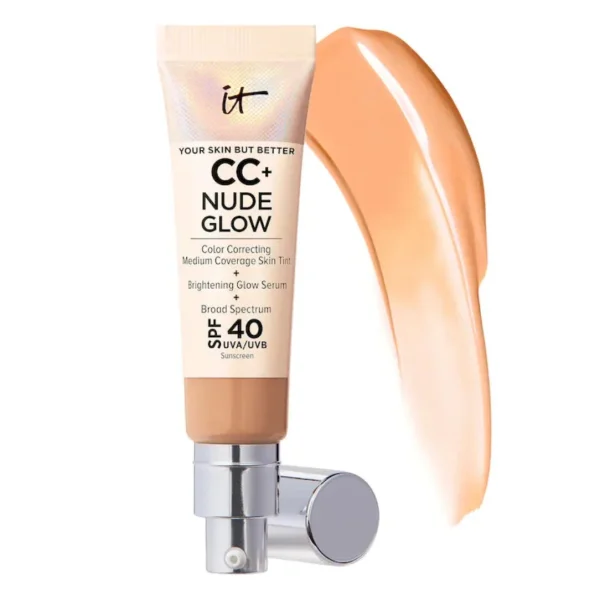 IT Cosmetics CC+ Nude Glow Lightweight Foundation + Glow Serum SPF 40 Medium Tan - Venta al por Mayor (10 Piezas)